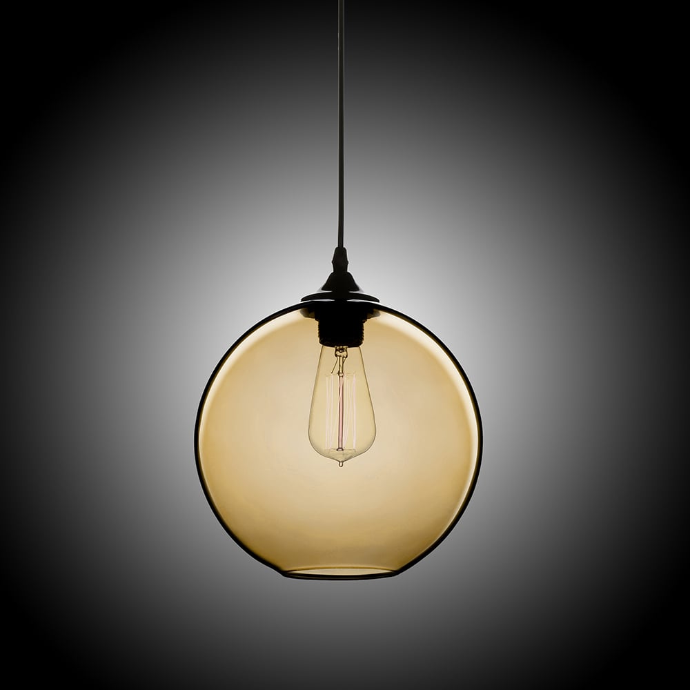 Modern Minimalist Single Edison Bulb Glass Pendant Light Globe Shape in Amber Colour window image
