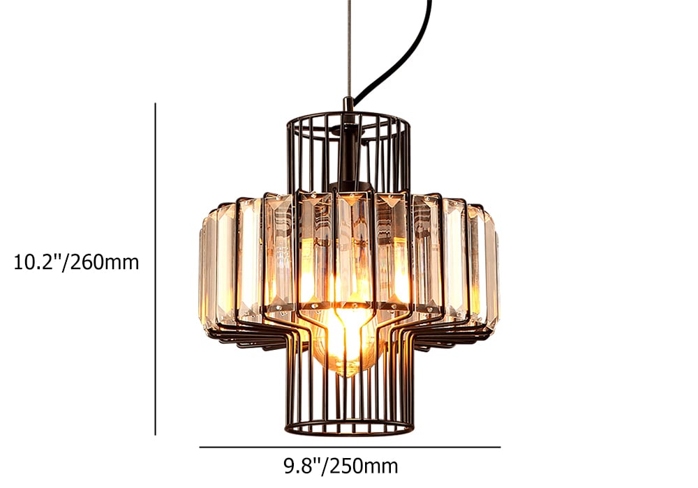 Suspension moderne en cristal à 1 lumière en métal noir image de fenêtre