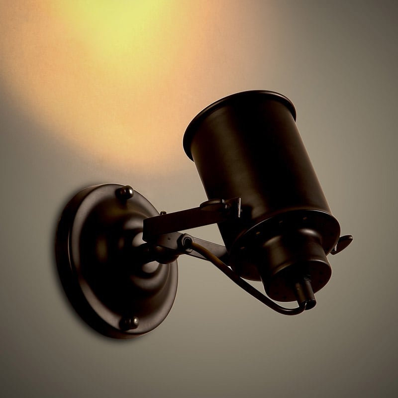Industrial Black Metal 1-Light Cylinder Shape Wall Lamp Indoor Wall Sconce window image
