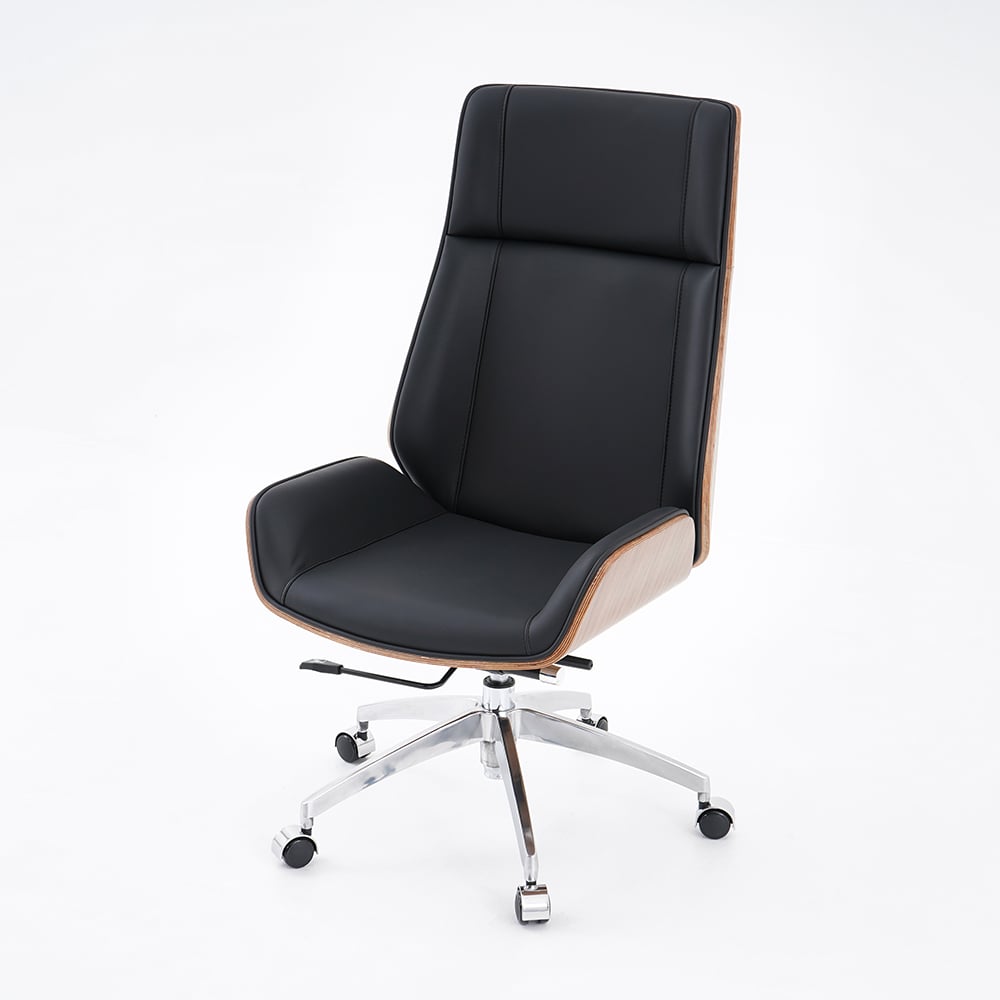 Modern Rotatable L-Shaped Executive Desk & Upholstered Swivel Task Chair Set (1520mm) window image