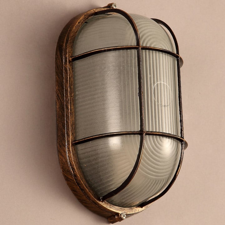 Industrial Glass Single Wall Sconce Wall Lamp with Metal Backplate in Rust window image