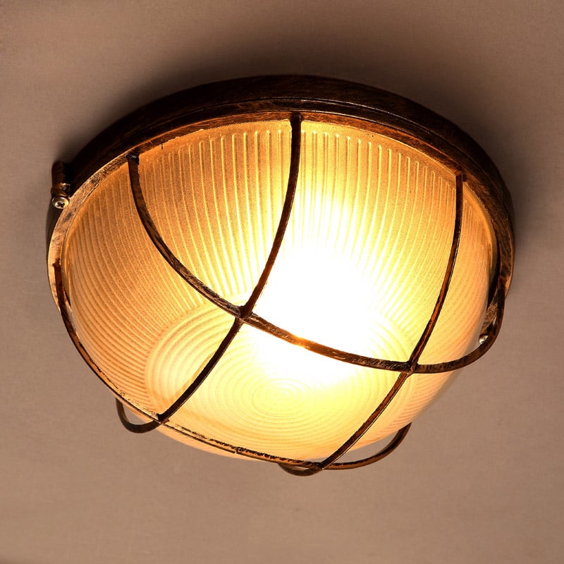 Lampe encastrée industrielle en forme de bol Lampe de plafond en rouille image de fenêtre