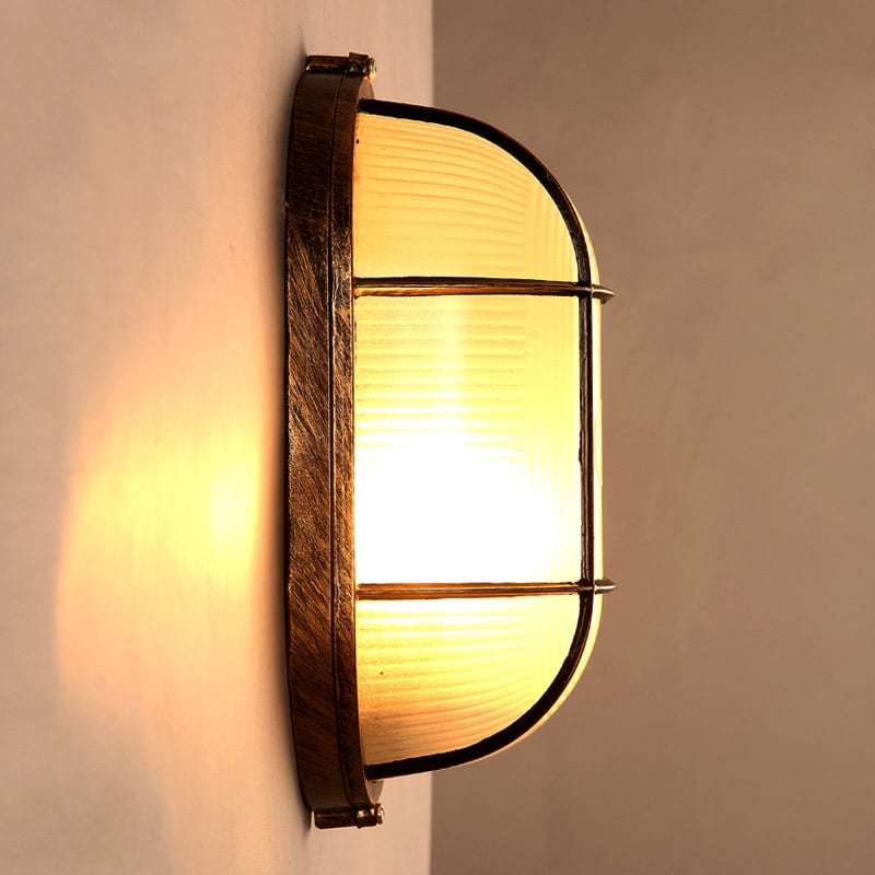 Industrial Glass Single Wall Sconce Wall Lamp with Metal Backplate in Rust window image