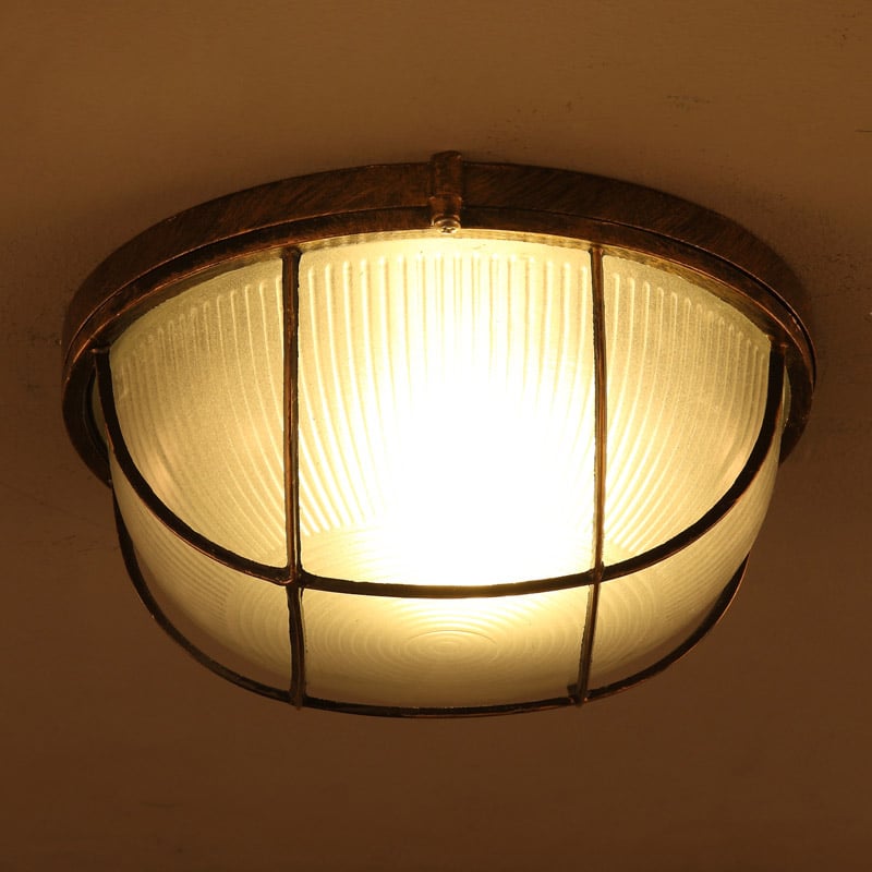 Lampe encastrée industrielle en forme de bol Lampe de plafond en rouille image de fenêtre