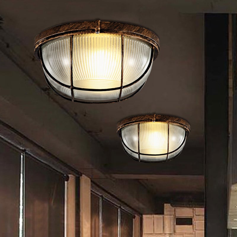 Lampe encastrée industrielle en forme de bol Lampe de plafond en rouille image de fenêtre