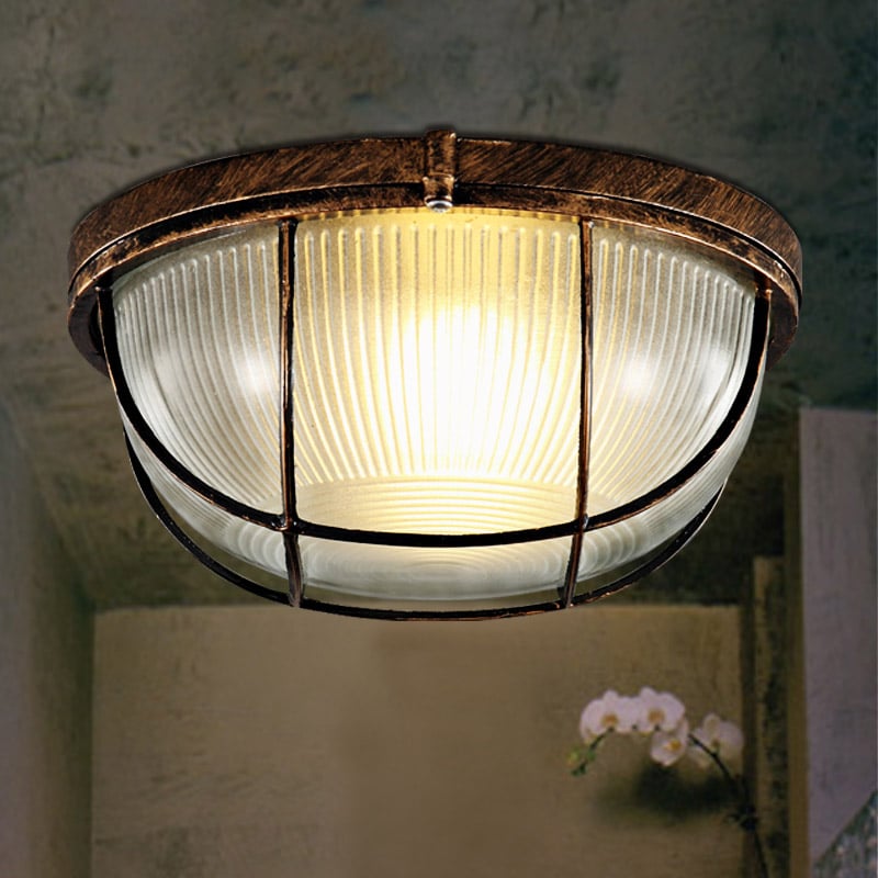 Lampe encastrée industrielle en forme de bol Lampe de plafond en rouille image de fenêtre