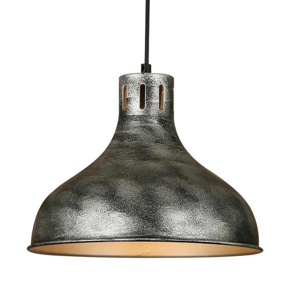 Plafonnier industriel à 1 ampoule en métal à suspension unique en argent image de fenêtre