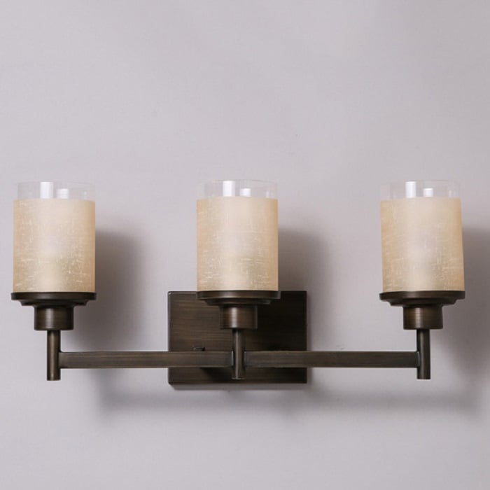 Lampe de salle de bain moderne à 3 lumières, applique murale intérieure en verre, forme de cylindre, métal noir image de fenêtre