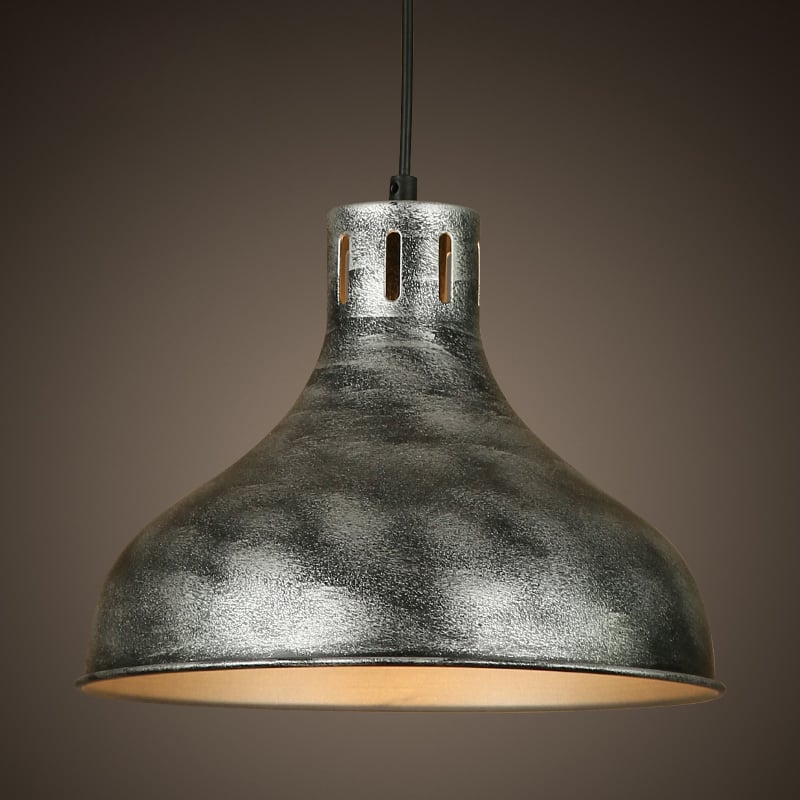 Plafonnier industriel à 1 ampoule en métal à suspension unique en argent image de fenêtre