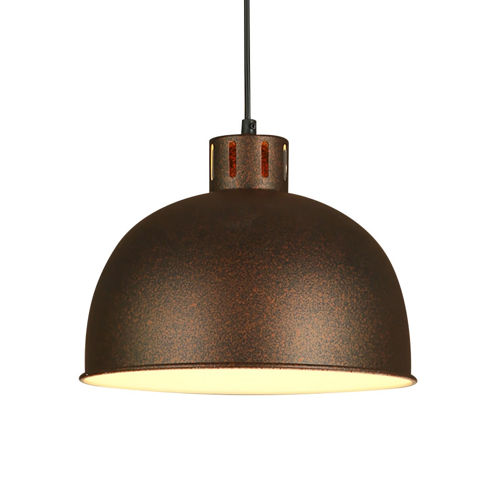 Luminaire suspendu industriel en métal à 1 ampoule, couleur rouille image de fenêtre