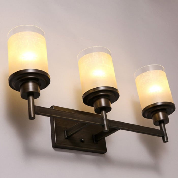 Lampe de salle de bain moderne à 3 lumières, applique murale intérieure en verre, forme de cylindre, métal noir image de fenêtre