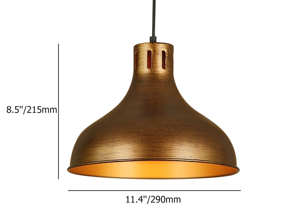 Lámpara colgante individual de metal industrial de 1 luz para colgar en el techo en latón Imagen de ventana
