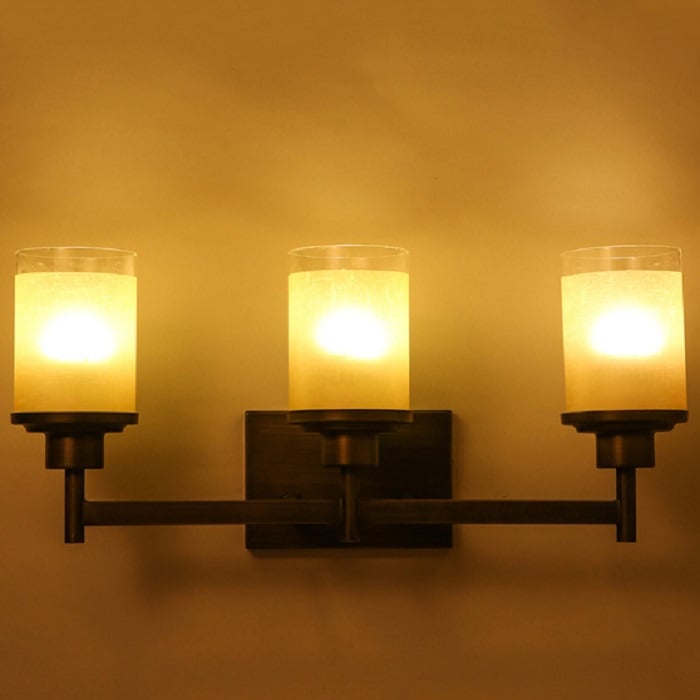 Lampe de salle de bain moderne à 3 lumières, applique murale intérieure en verre, forme de cylindre, métal noir image de fenêtre