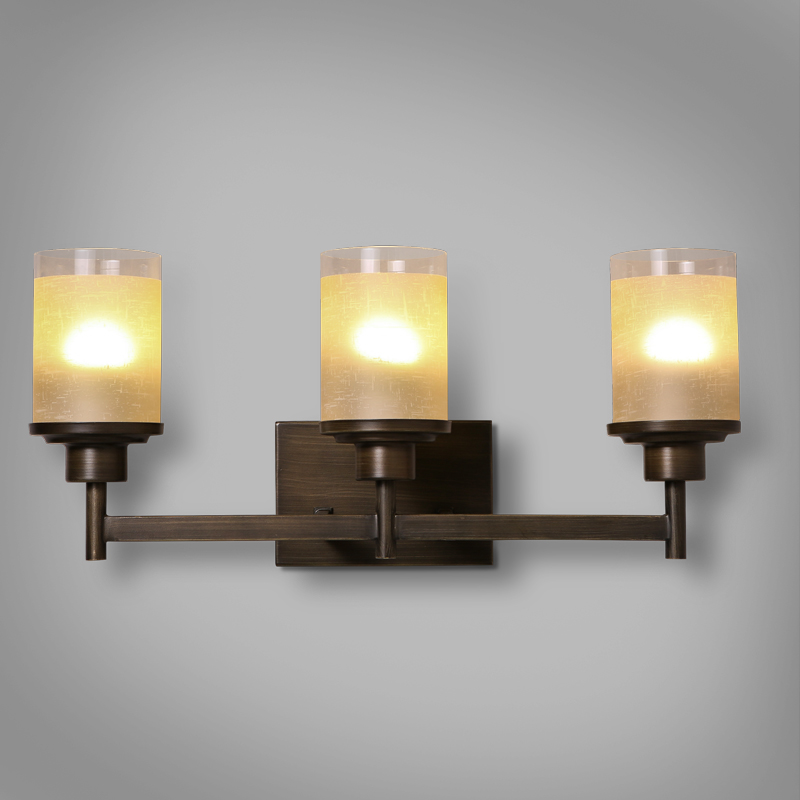 Lampe de salle de bain moderne à 3 lumières, applique murale intérieure en verre, forme de cylindre, métal noir image de fenêtre