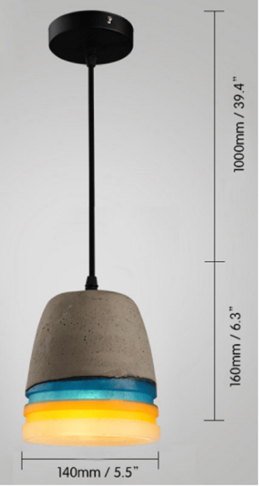 Luminaires suspendus modernes en ciment, bleu et jaune, décoration d'intérieur, 1 lumière image de fenêtre