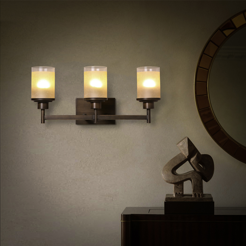 Lampe de salle de bain moderne à 3 lumières, applique murale intérieure en verre, forme de cylindre, métal noir image de fenêtre