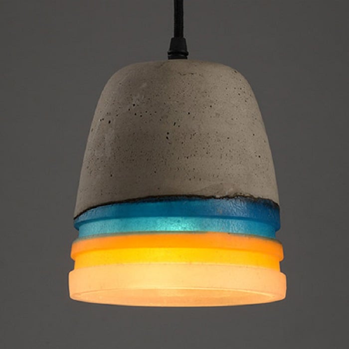 Luminaires suspendus modernes en ciment, bleu et jaune, décoration d'intérieur, 1 lumière image de fenêtre