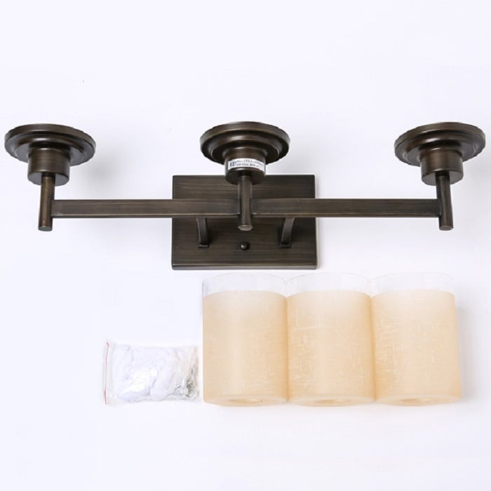 Lampe de salle de bain moderne à 3 lumières, applique murale intérieure en verre, forme de cylindre, métal noir image de fenêtre