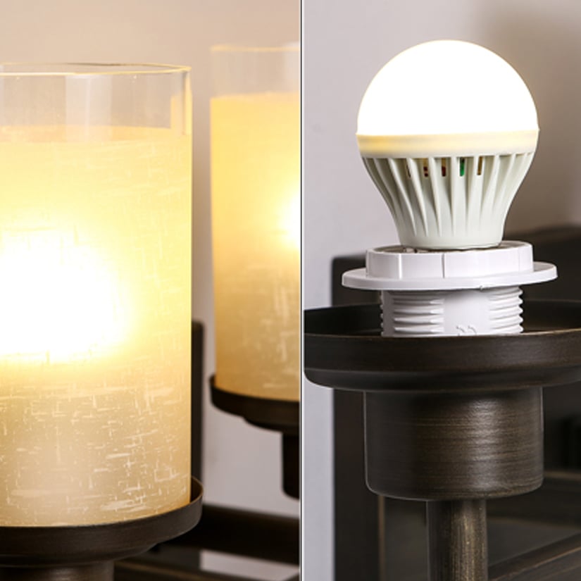 Lampe de salle de bain moderne à 3 lumières, applique murale intérieure en verre, forme de cylindre, métal noir image de fenêtre