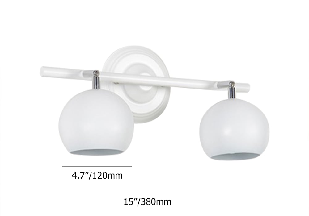 Modern 2-Light Wall Sconce  Metal in White Colour Globe Vanity Wall Light LED window image