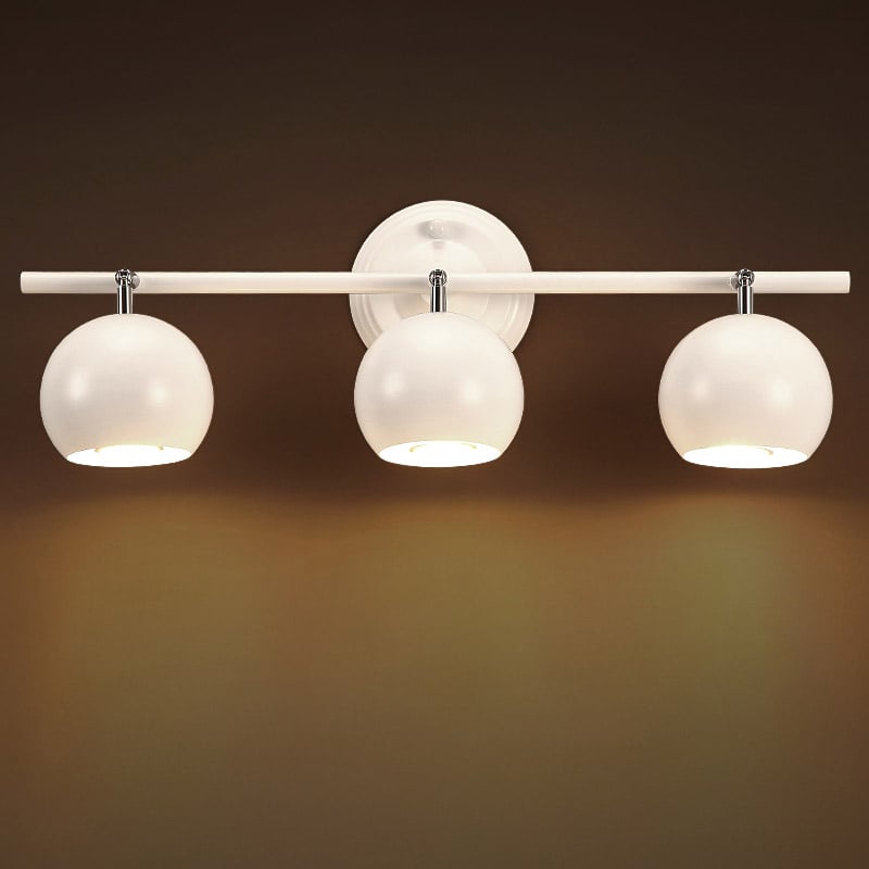Modern 3-Light Wall Sconce  Metal in White Color Globe Vanity Wall Light LED window image
