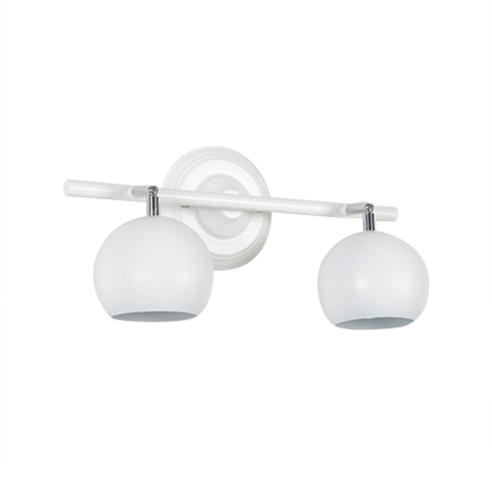 Modern 2-Light Wall Sconce  Metal in White Colour Globe Vanity Wall Light LED window image