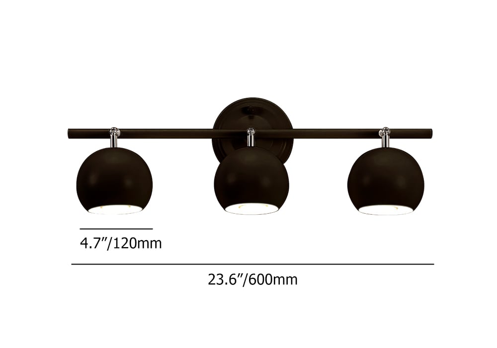 Applique murale moderne à 3 lumières en métal, couleur noire, globe, lampe murale LED image de fenêtre