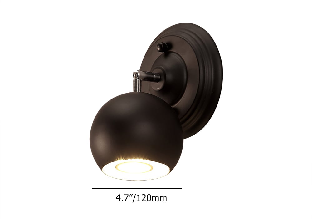 Applique murale moderne à 1 ampoule en métal, couleur noire, globe, lampe murale LED image de fenêtre