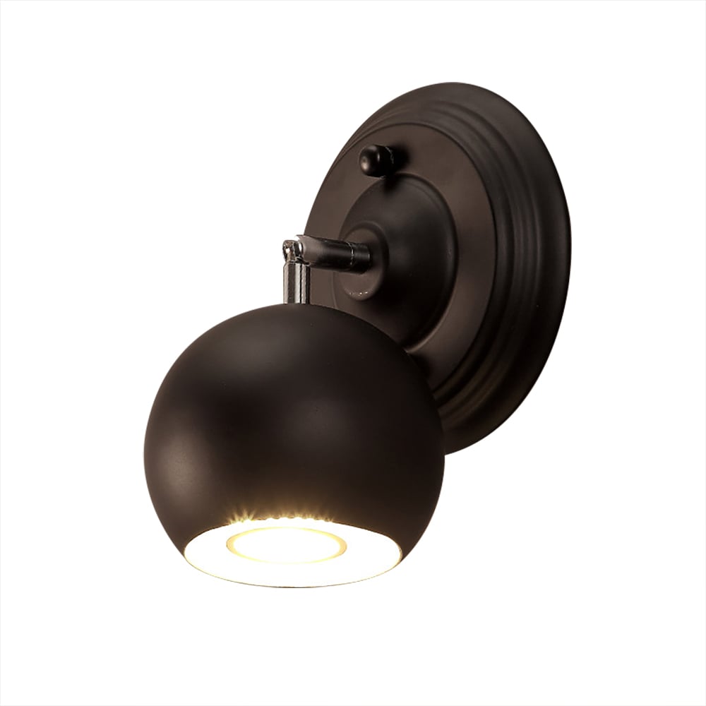 Applique murale moderne à 1 ampoule en métal, couleur noire, globe, lampe murale LED image de fenêtre