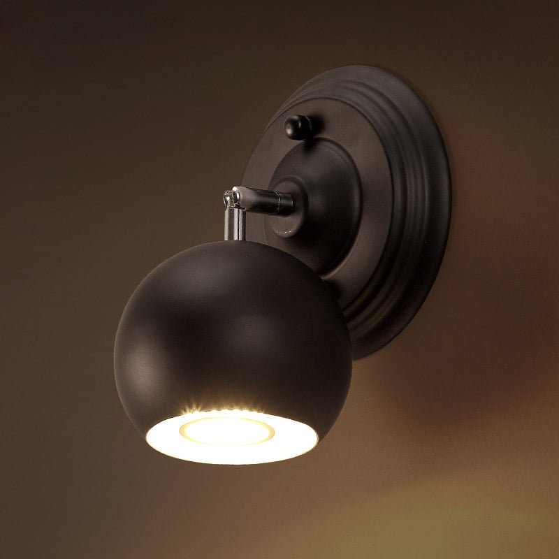 Applique murale moderne à 1 ampoule en métal, couleur noire, globe, lampe murale LED image de fenêtre