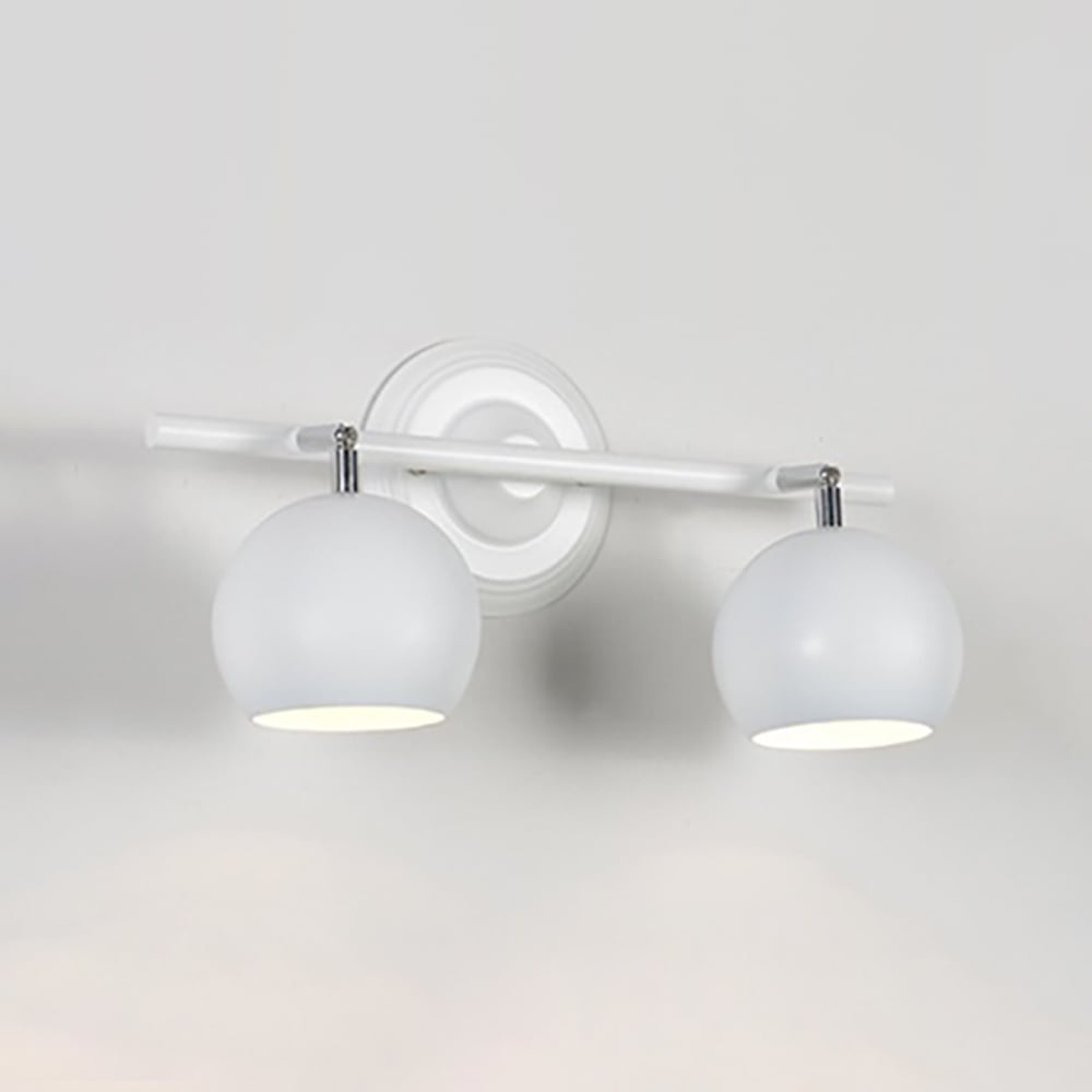 Modern 2-Light Wall Sconce  Metal in White Colour Globe Vanity Wall Light LED window image