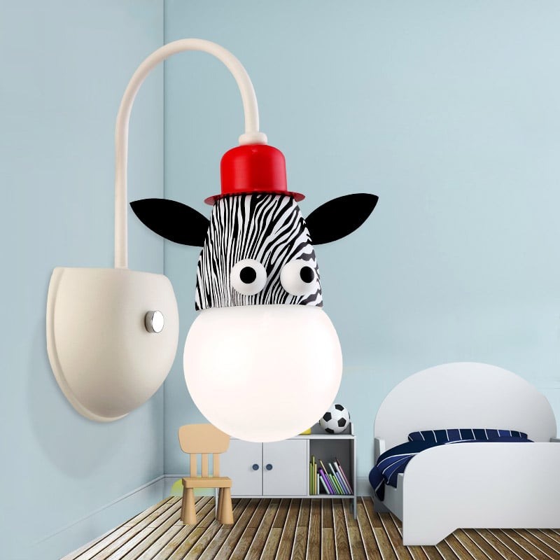 Applique murale LED Art Déco, motif animal zèbre, décoration de chambre d'enfant image de fenêtre
