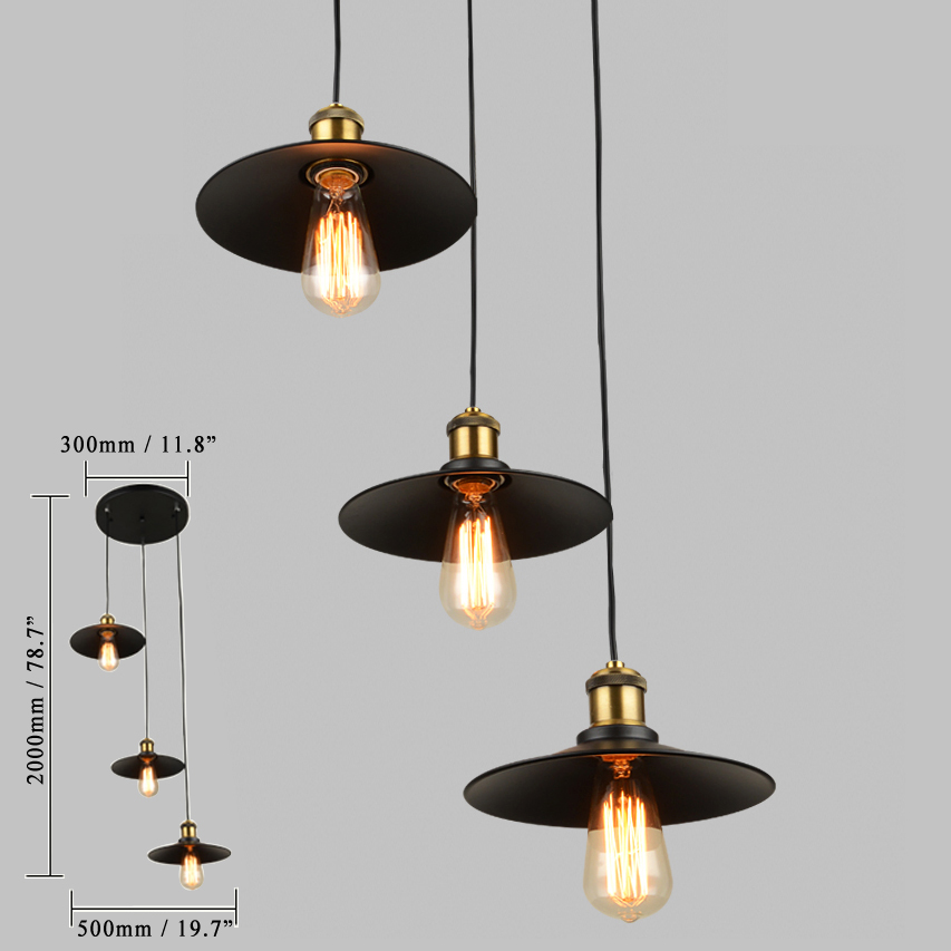 Luminaire suspendu moderne à 3 lumières en métal noir pour salon et chambre image de fenêtre