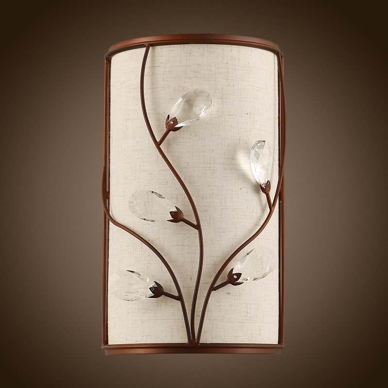 Art Deco wandkandelaar van agaatboom met 1 licht, kristallen stoffen kap, woonkamer, slaapkamer Vensterafbeelding