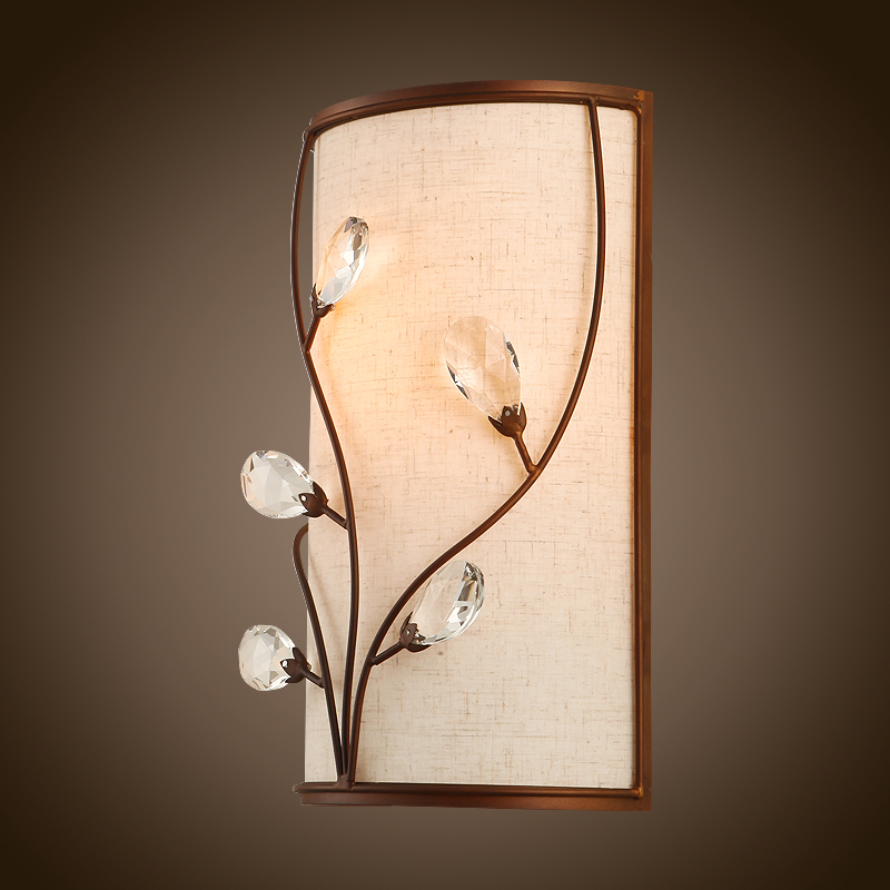 Art Deco wandkandelaar van agaatboom met 1 licht, kristallen stoffen kap, woonkamer, slaapkamer Vensterafbeelding