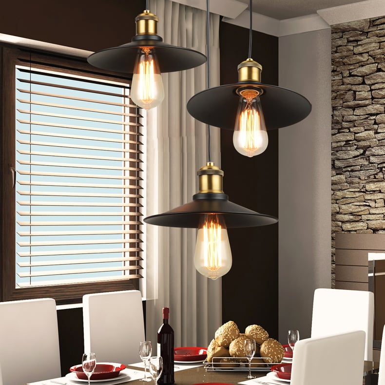 Luminaire suspendu moderne à 3 lumières en métal noir pour salon et chambre image de fenêtre