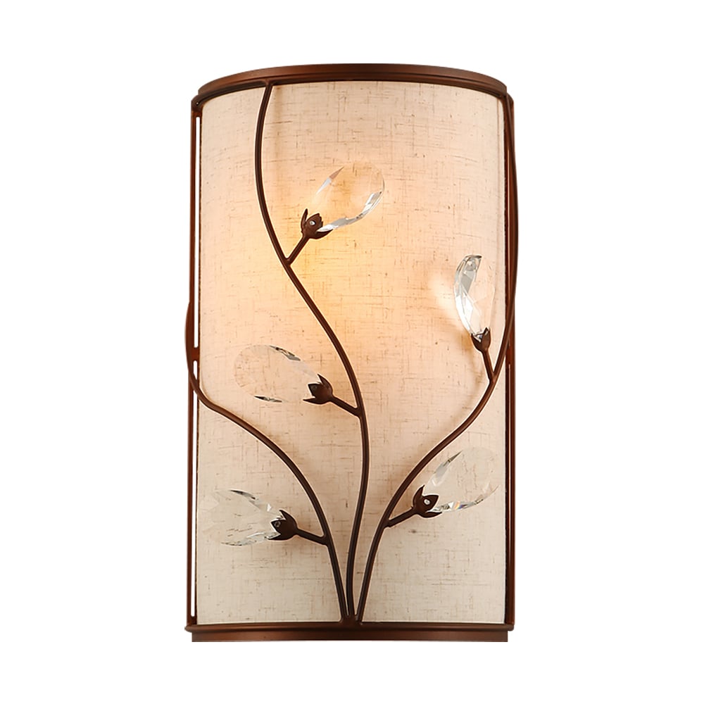 Art Deco wandkandelaar van agaatboom met 1 licht, kristallen stoffen kap, woonkamer, slaapkamer Vensterafbeelding