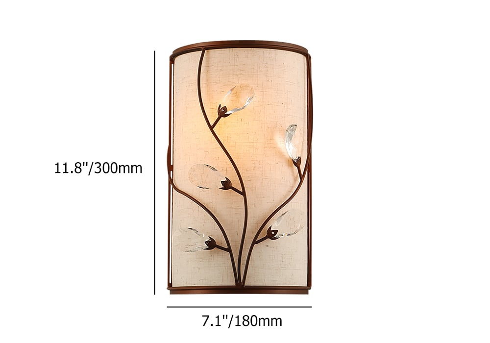 Art Deco wandkandelaar van agaatboom met 1 licht, kristallen stoffen kap, woonkamer, slaapkamer Vensterafbeelding