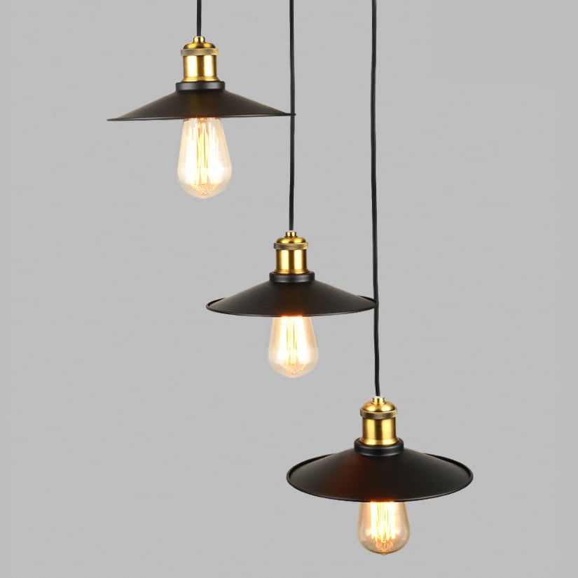 Luminaire suspendu moderne à 3 lumières en métal noir pour salon et chambre image de fenêtre