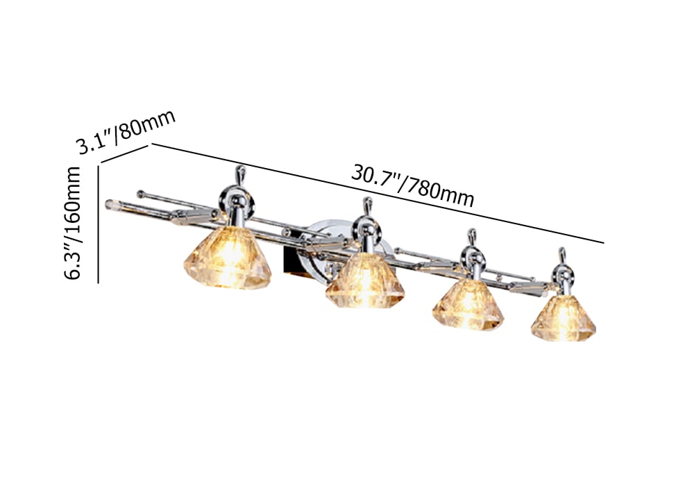 Applique murale moderne à 4 lumières avec cristaux de cognac en chrome poli image de fenêtre