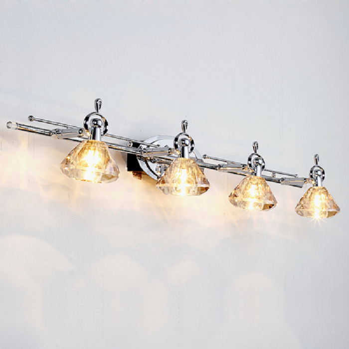 Applique murale moderne à 4 lumières avec cristaux de cognac en chrome poli image de fenêtre