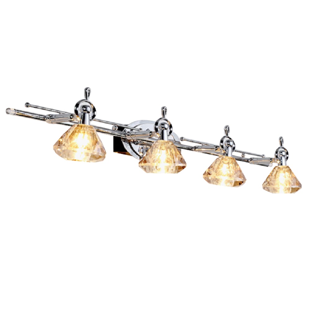 Applique murale moderne à 4 lumières avec cristaux de cognac en chrome poli image de fenêtre