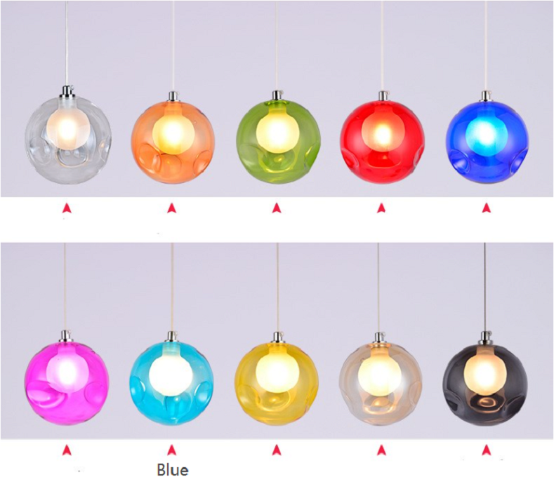 Suspension moderne en verre bleu de 120 mm en forme de globe image de fenêtre