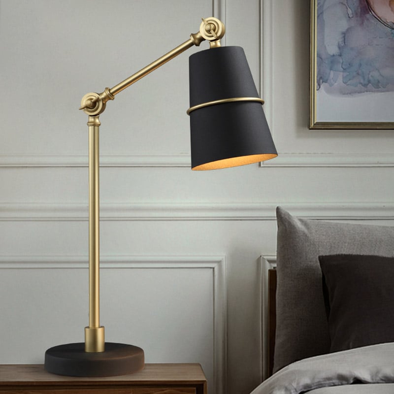 Modern Table Lamp with 1-Light Desktop Lamp in Black & Brass Adjustable Height window image