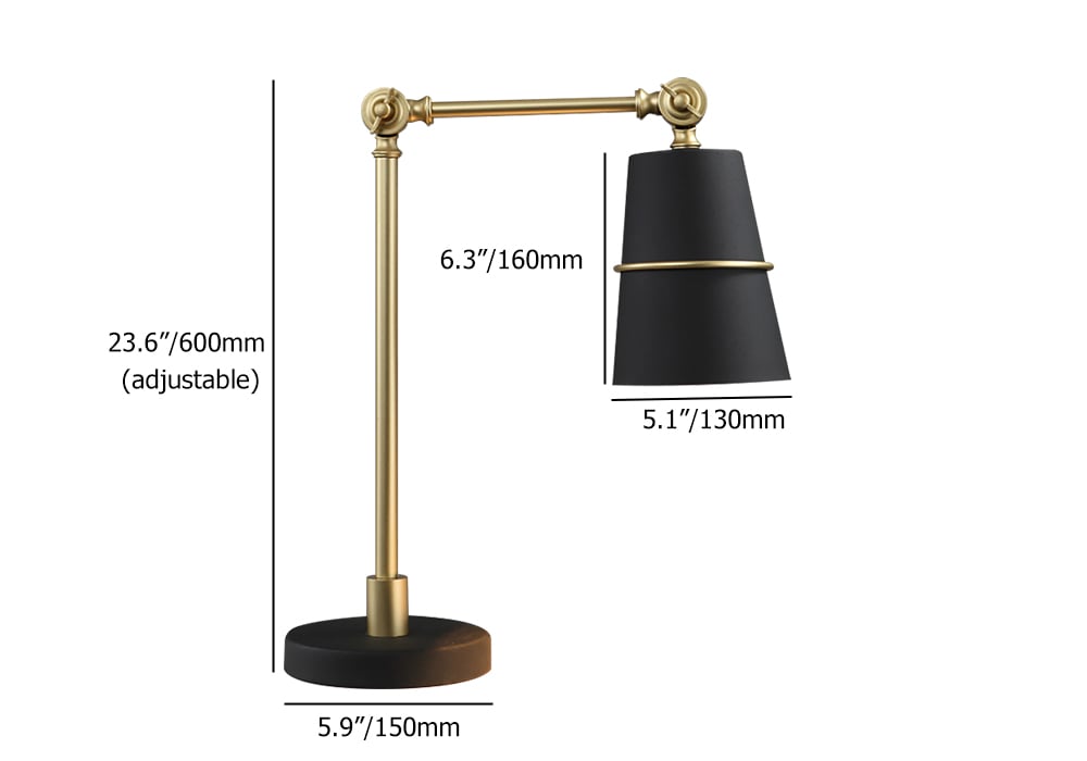 Modern Table Lamp with 1-Light Desktop Lamp in Black & Brass Adjustable Height window image