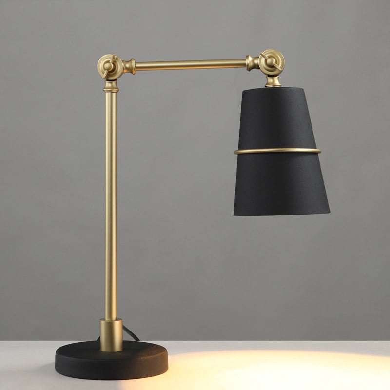 Modern Table Lamp with 1-Light Desktop Lamp in Black & Brass Adjustable Height window image