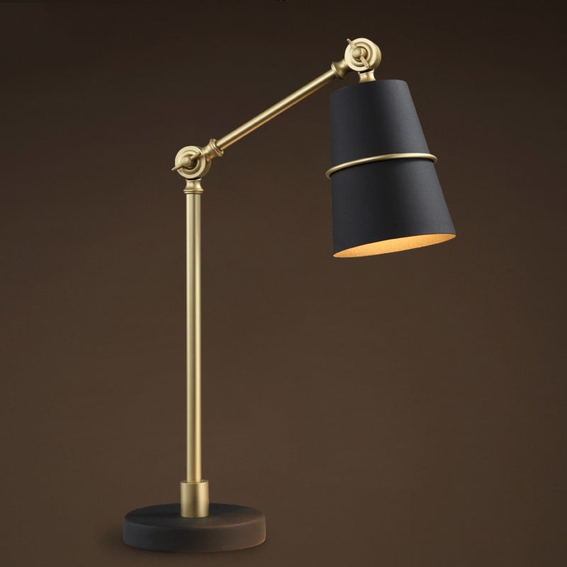 Modern Table Lamp with 1-Light Desktop Lamp in Black & Brass Adjustable Height window image