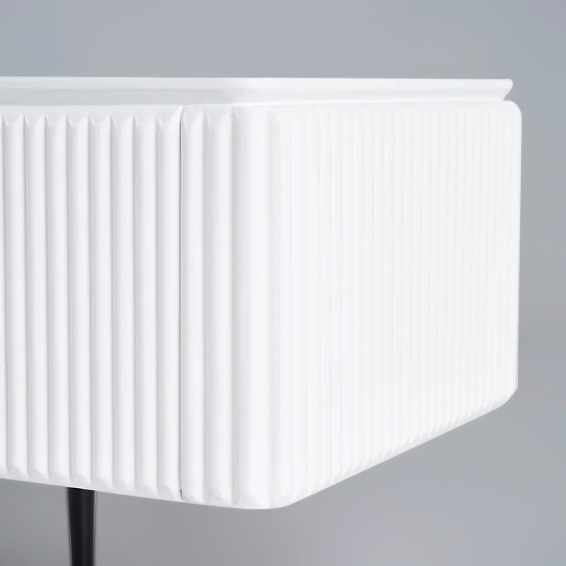 TV cabinet with ribbed front with 2 drawers of 180 cm in white window image