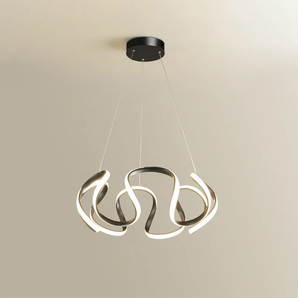 Rola Minimalist Black LED Unique Geometric Chandelier Hanging Pendant Light 