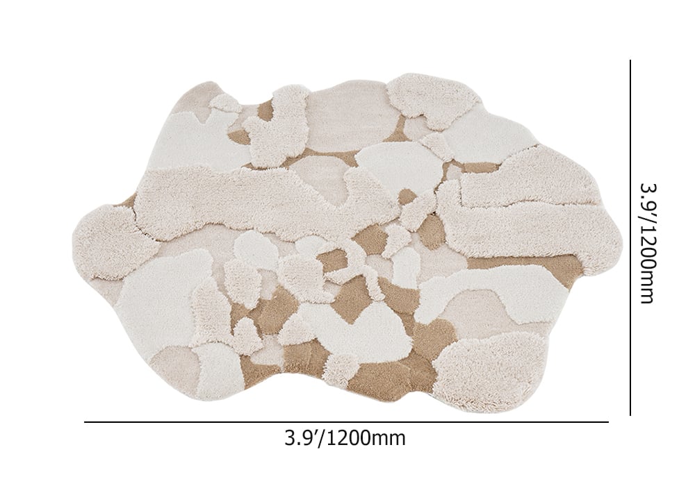 Tapis moderne capitonné en laine beige 3D, tapis décoratif pour salon et chambre Poids, dimensions, image